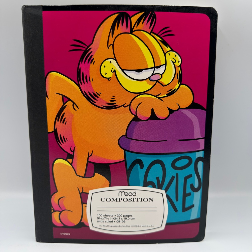 Mead Garfield Composition Notebook Vintage Wide Ruled 100 Sheets Cookie Jar